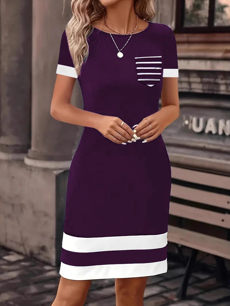 Damen Freizeitkleid mit modischem Streifendesign und praktischer Brusttasche Heidi-Mode