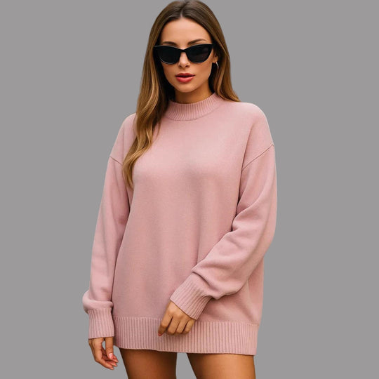 Damen gemütlicher Oversized Pullover mit strukturiertem Rippenmuster und breiten Bündchen Heidi-Mode