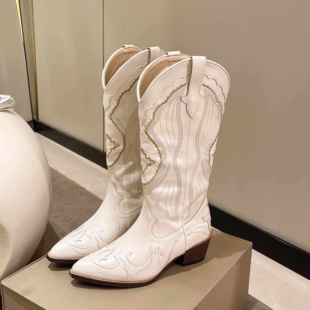 Damen Cowboy-Stiefel im eleganten Design mit filigraner Verzierung Heidi-Mode