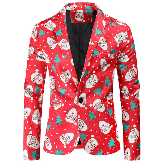 Herren festlicher Blazer mit fröhlichem Weihnachtsdesign Heidi-Mode