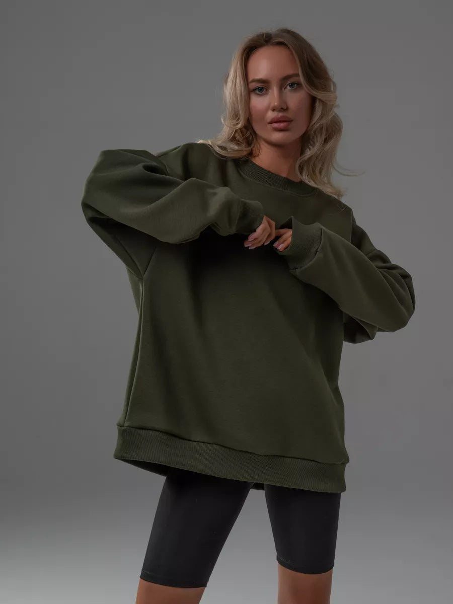 Damen lässiges Over-Sized Sweatshirt mit Oversized-Schnitt und weichen Baumwollmaterialien Heidi-Mode