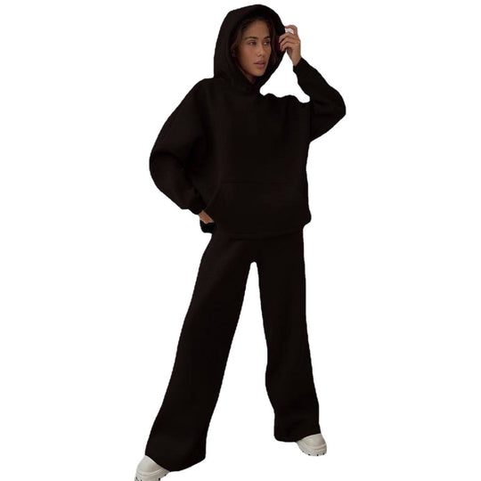Damen Lässiger Kapuzenpullover und weit geschnittene Jogginghose Set Heidi-Mode