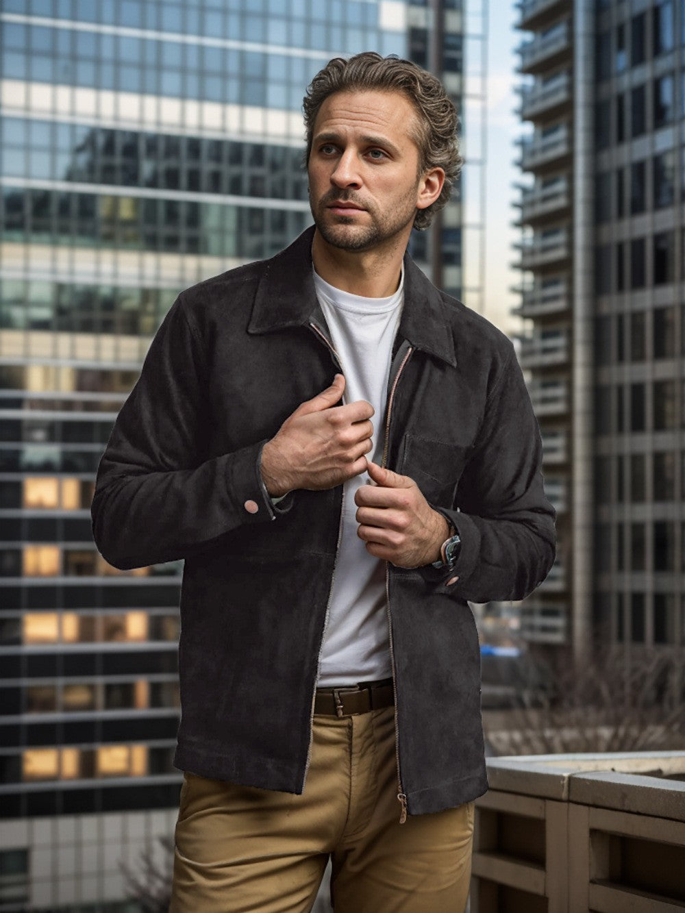 Herren modische und hochwertige Wildlederjacke Heidi-Mode