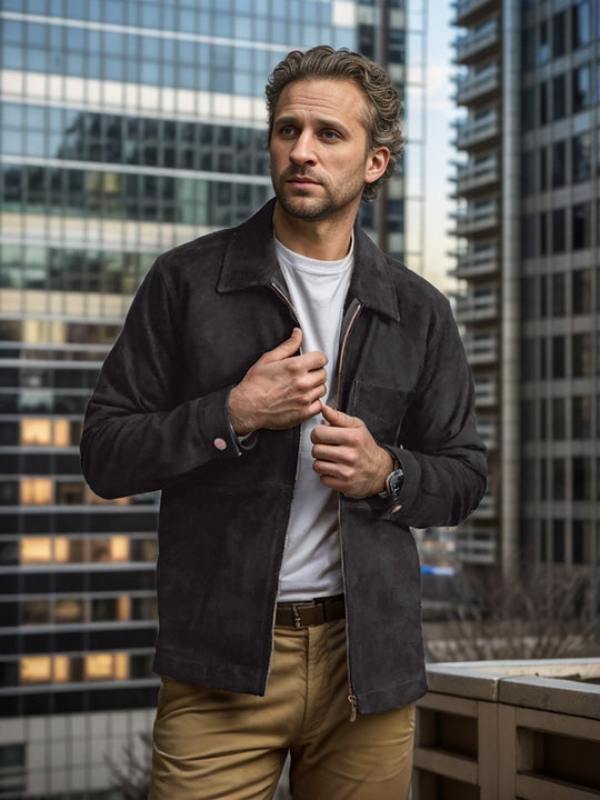 Herren modische und hochwertige Wildlederjacke Heidi-Mode