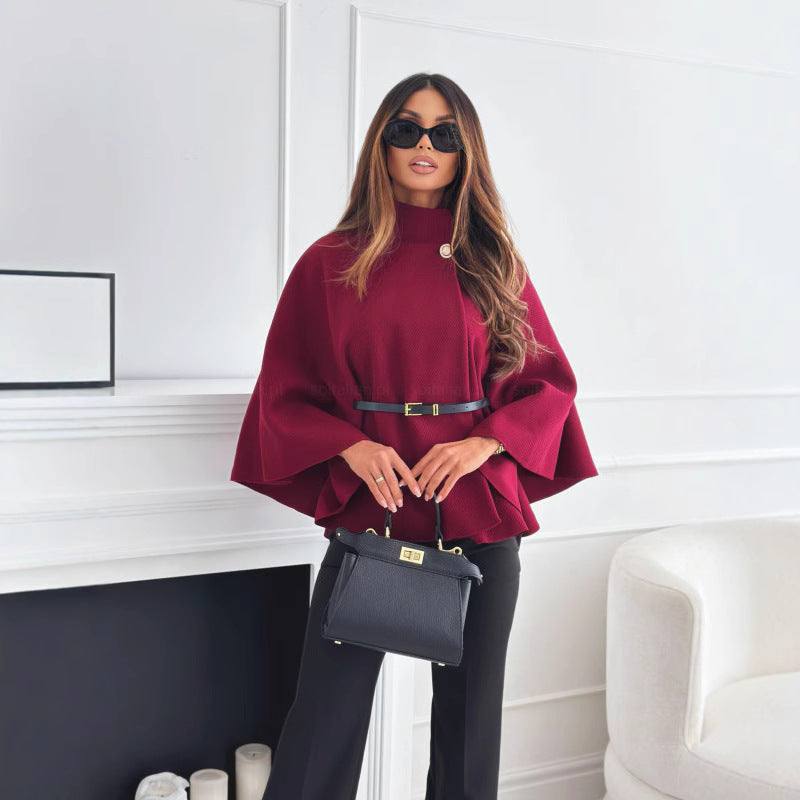 Damen modische Umhängejacke mit stylischem Gürteldetail Heidi-Mode