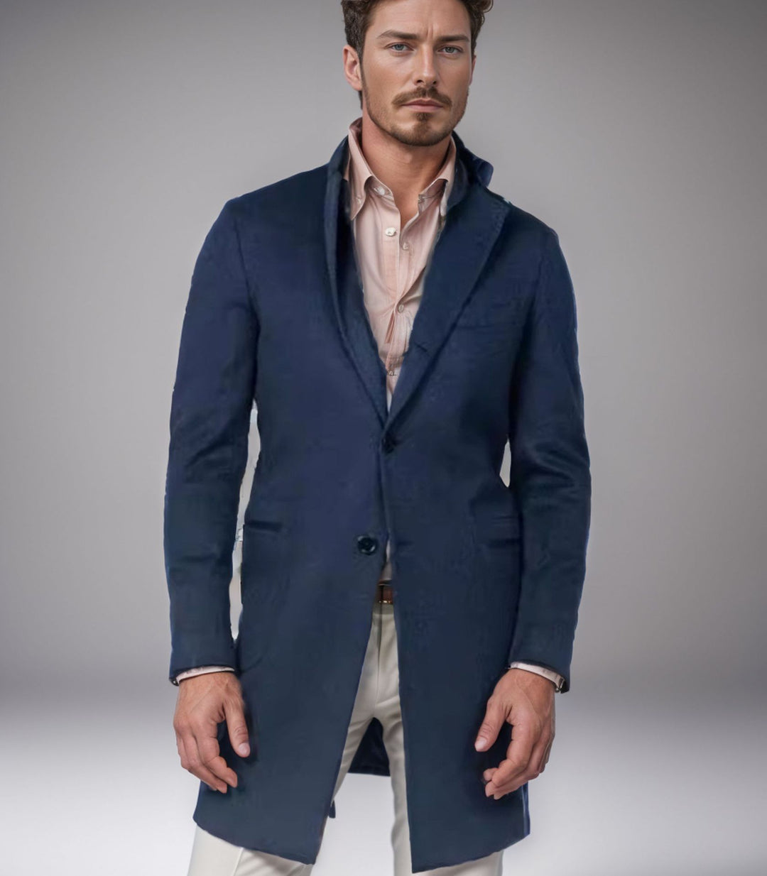 Herren eleganter Langmantel aus weichem Stoff Heidi-Mode