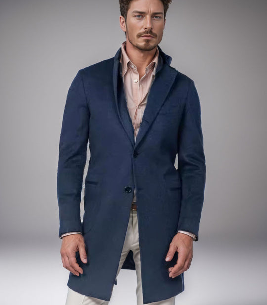 Herren eleganter Langmantel aus weichem Stoff Heidi-Mode