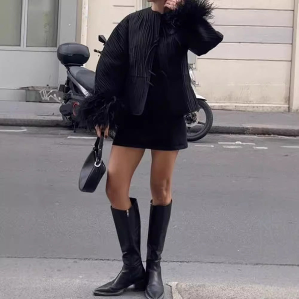 Damen Jacke mit Volantdetails und plissierter Struktur Heidi-Mode