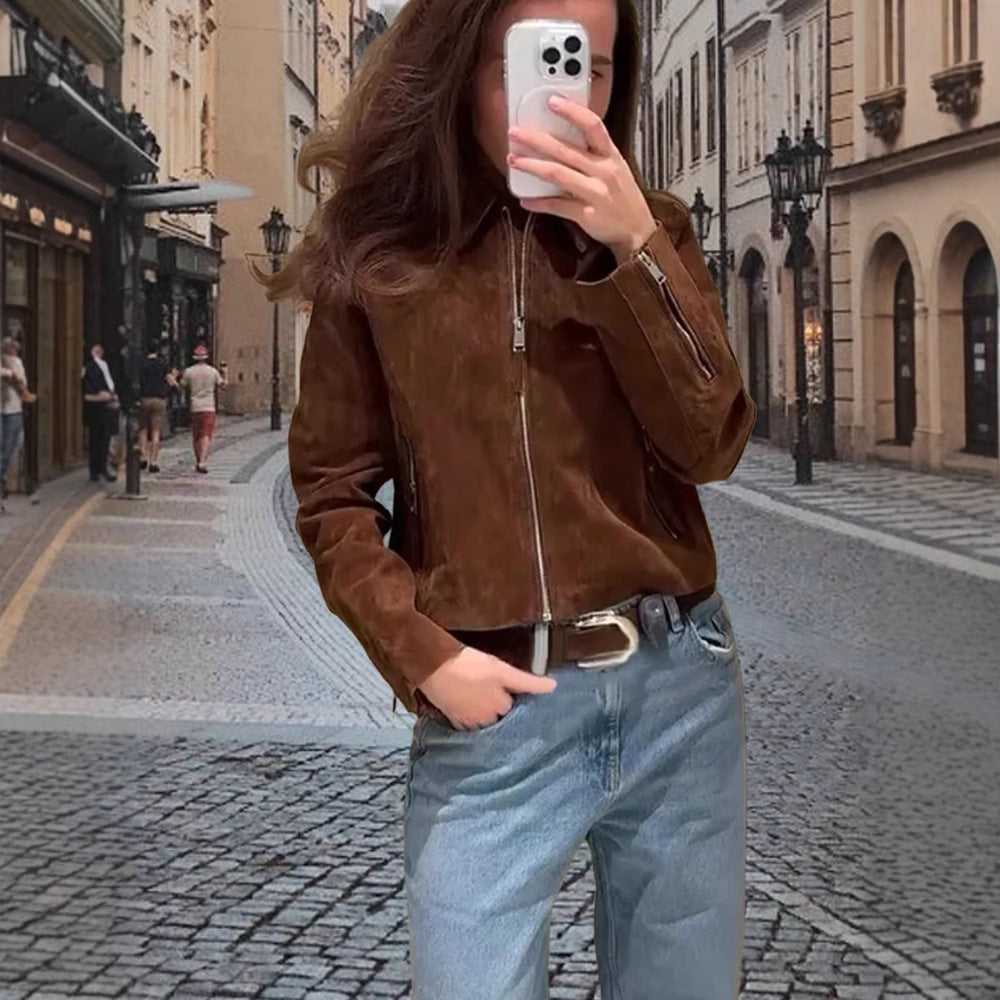 Damen elegante Wildlederjacke Heidi-Mode