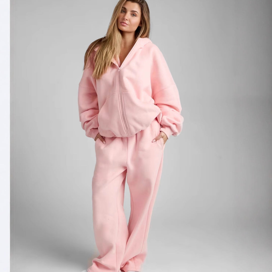 Damen Oversized Kapuzenjacke mit gemütlicher Passform und tiefen Taschen Heidi-Mode