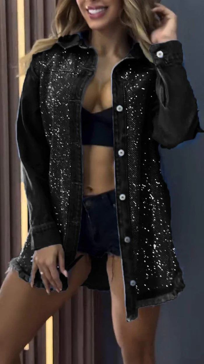 Damen Jeansjacke mit funkelnden Details und modernem Schnitt Heidi-Mode