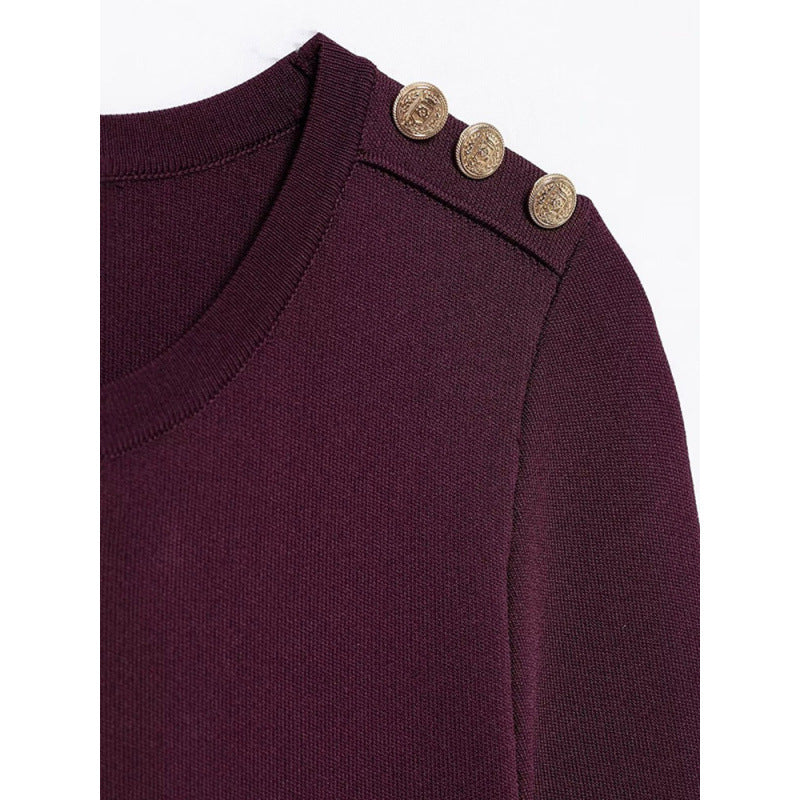 Damen Strickkleid mit dekorativen Knopfdetails und praktischen Taschen Heidi-Mode