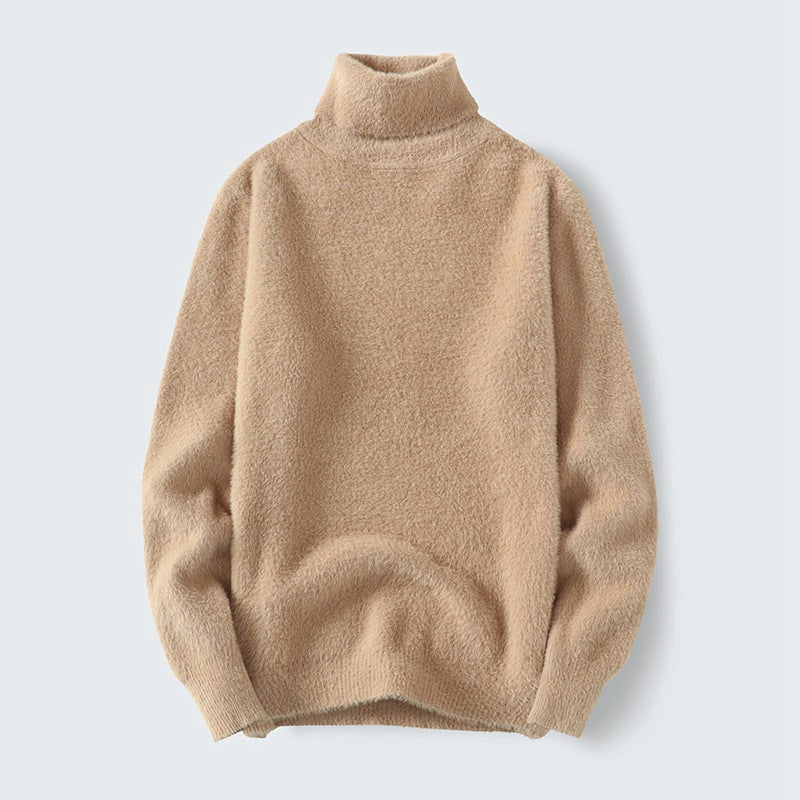 Herren warmer Rollkragenpullover aus weichem Strickstoff Heidi-Mode