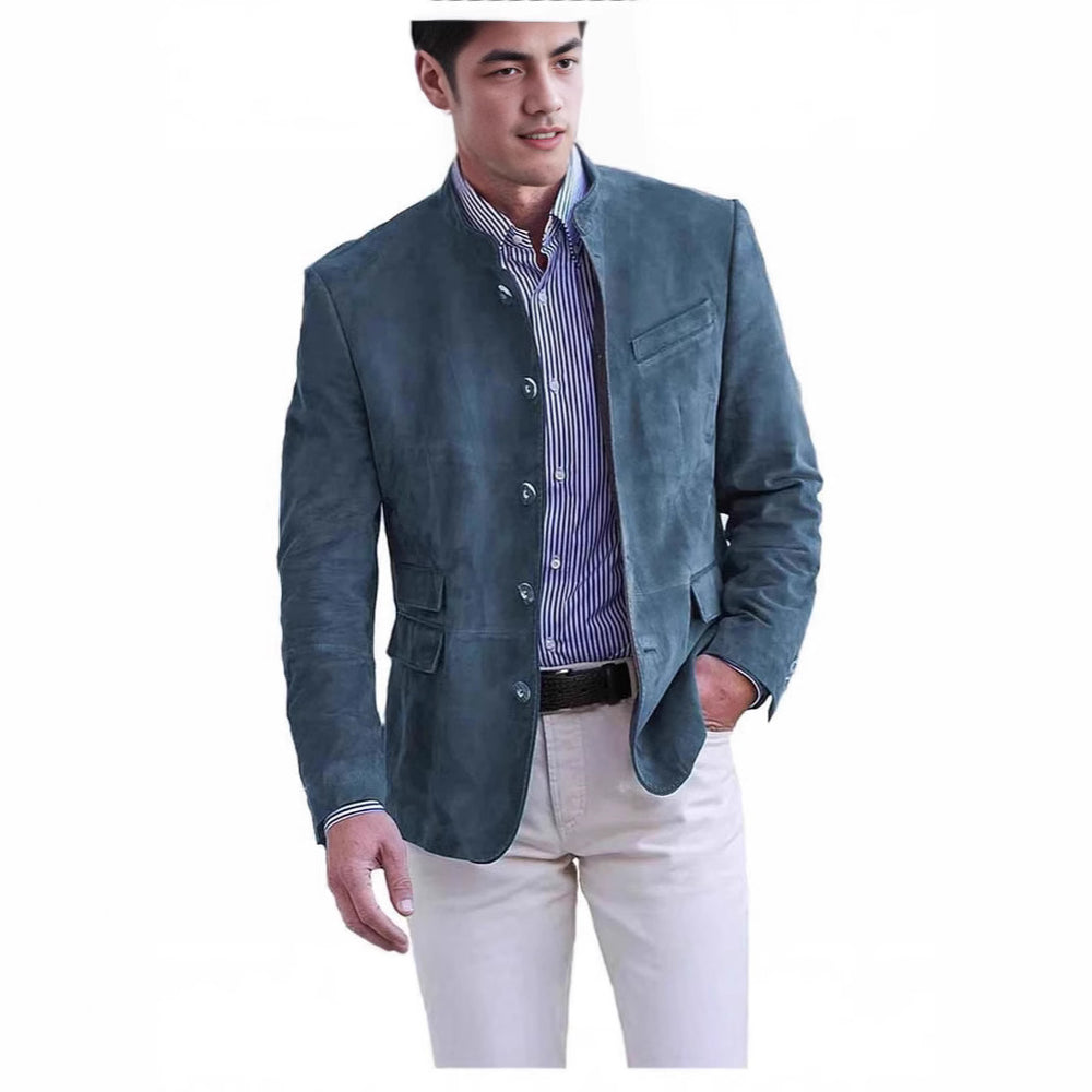 Herren elegante Wildlederjacke im modernen Schnitt mit praktischen Taschen Heidi-Mode