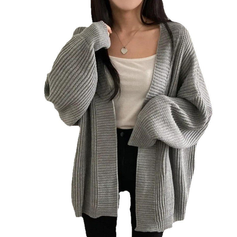 Damen Übergröße Strickjacke mit weit geschnittenen Ärmeln und strukturierter Textur Heidi-Mode