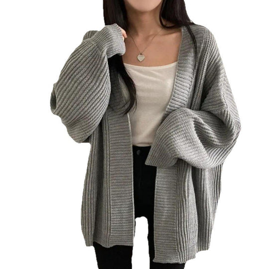 Damen Übergröße Strickjacke mit weit geschnittenen Ärmeln und strukturierter Textur Heidi-Mode