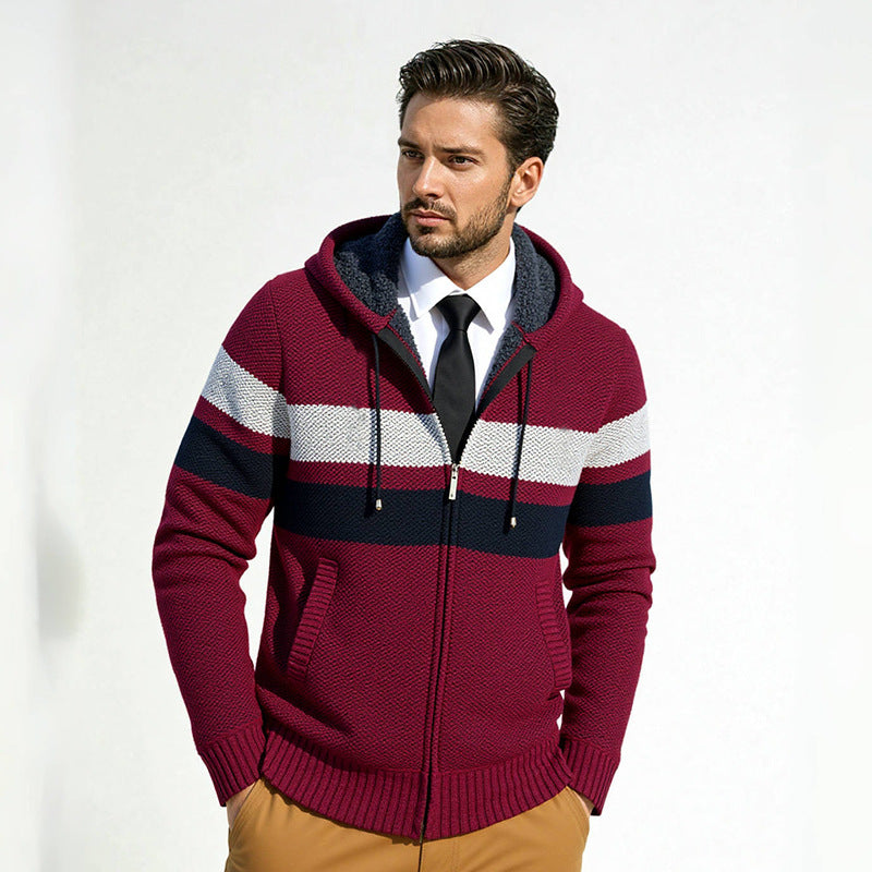 Herren Strickjacke mit modernem Kordelzug und stilvollem Muster Heidi-Mode