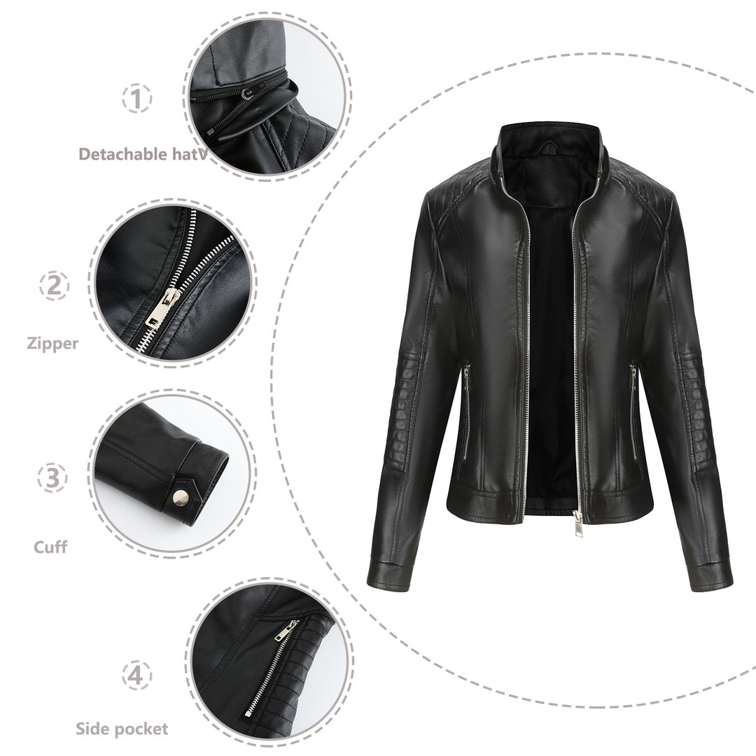 Damen Kapuzenjacke aus hochwertigem Kunstleder Heidi-Mode