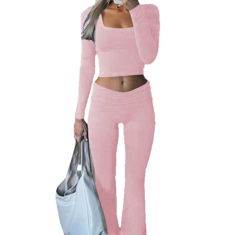 Damen Sportliches Set mit langärmligem Oberteil und weiter Hose Heidi-Mode