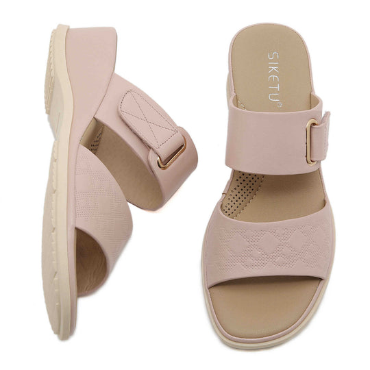 Damen Komfortable und elegante Sandaletten mit modischem Riemen und Absatz Heidi-Mode