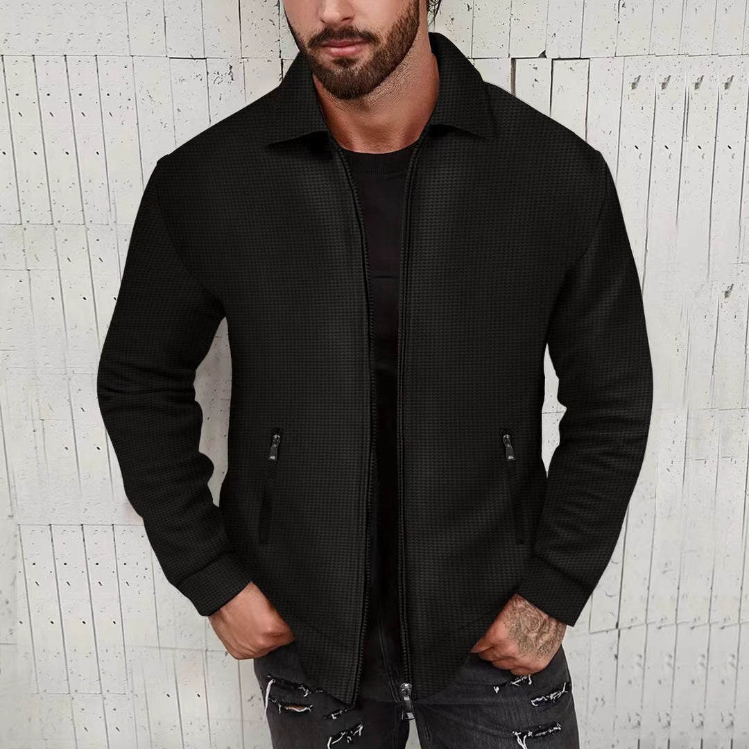 Herren Strickjacke im modernen Design mit strukturiertem Obermaterial und praktischen Reißverschlusstaschen Heidi-Mode