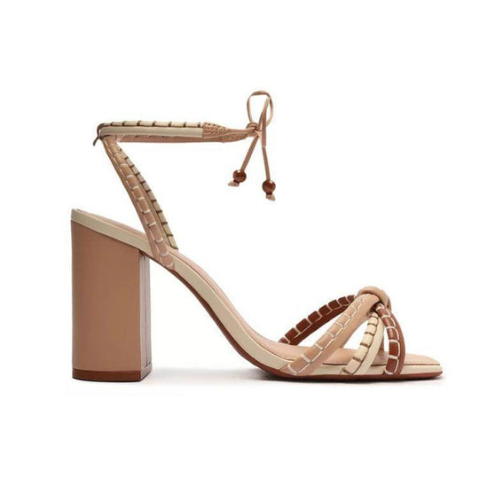 Damen Blockabsatz Sandalen mit verspieltem Riemchen-Design und trendigen Akzenten Heidi-Mode