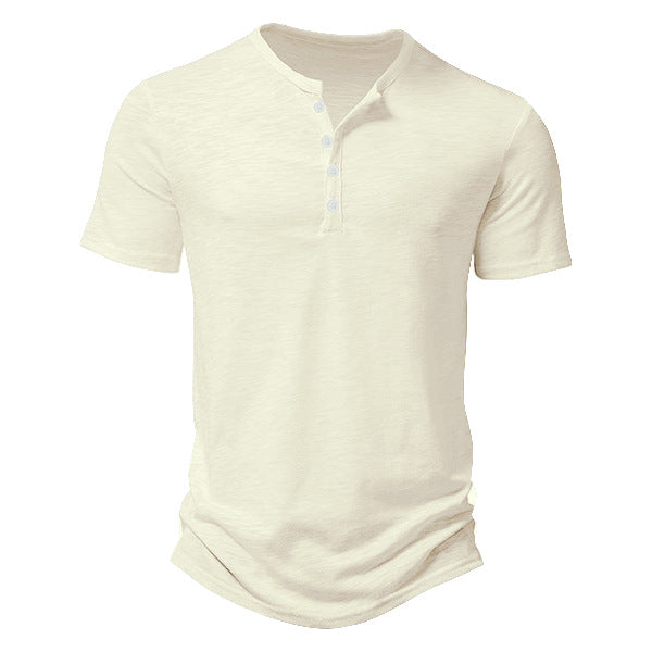 Herren Kurzarm Henley-Shirt mit dekorativen Knöpfen und atmungsaktiver Struktur Heidi-Mode