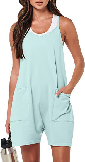 Damen sportlicher Jumpsuit mit praktischen Taschen und weitem Schnitt Heidi-Mode