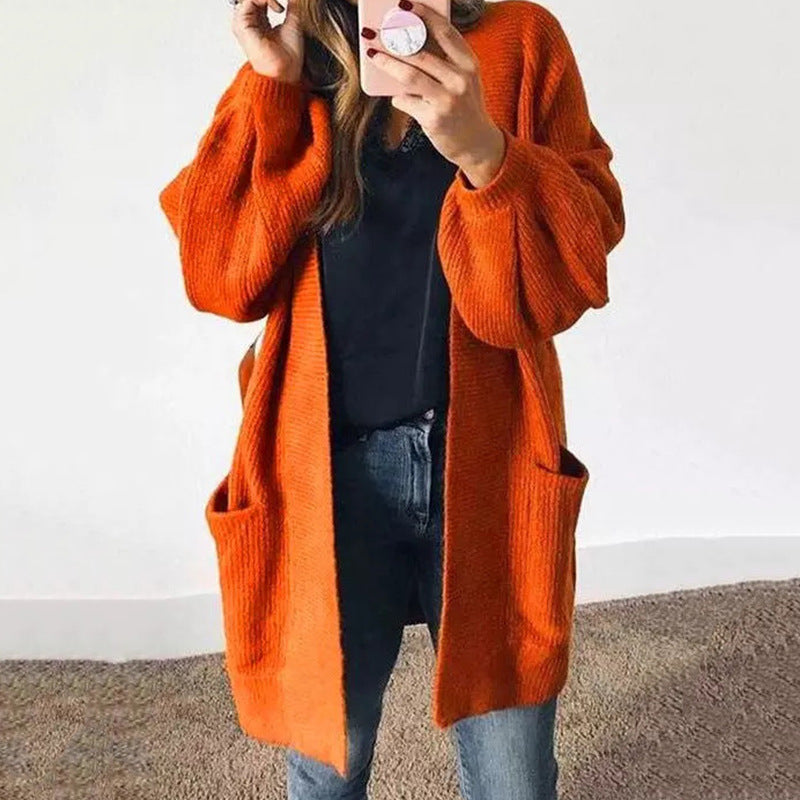 Damen gemütliche Strickjacke mit komfortablen Taschen Heidi-Mode