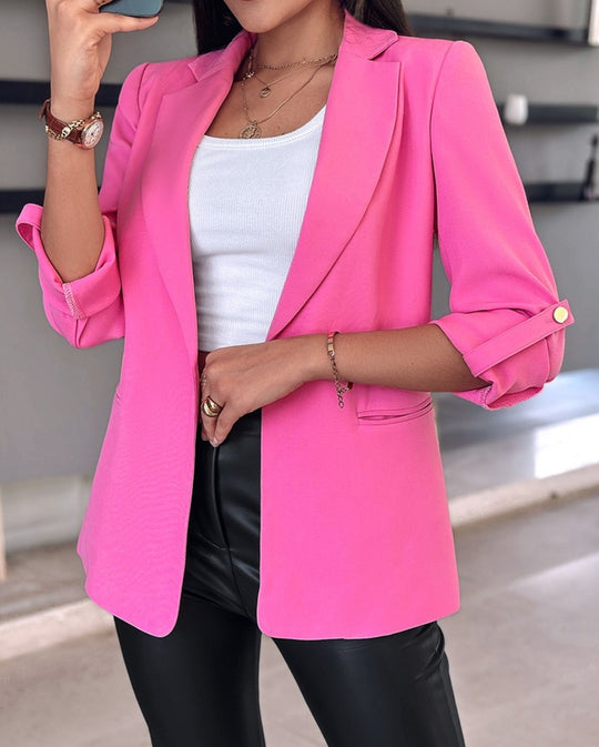 Damen Eleganter und moderner Blazer mit aufrollbaren Ärmeln Heidi-Mode