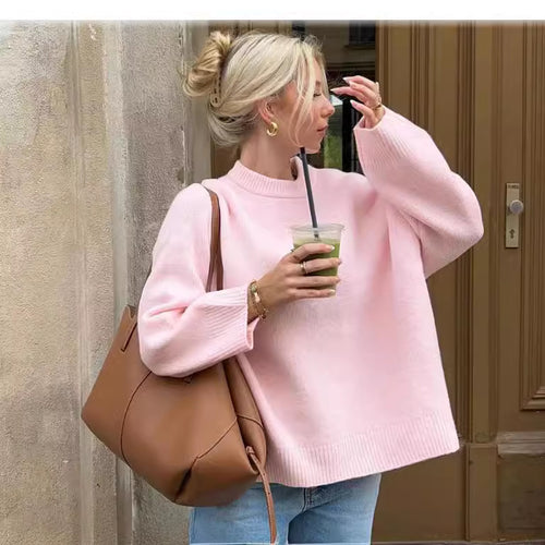 Damen lässiger Oversized Pullover aus hochwertiger Baumwolle Heidi-Mode