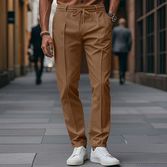 Herren elegante Freizeit-Hose mit elastischem Bund und seitlichen Eingrifftaschen Heidi-Mode