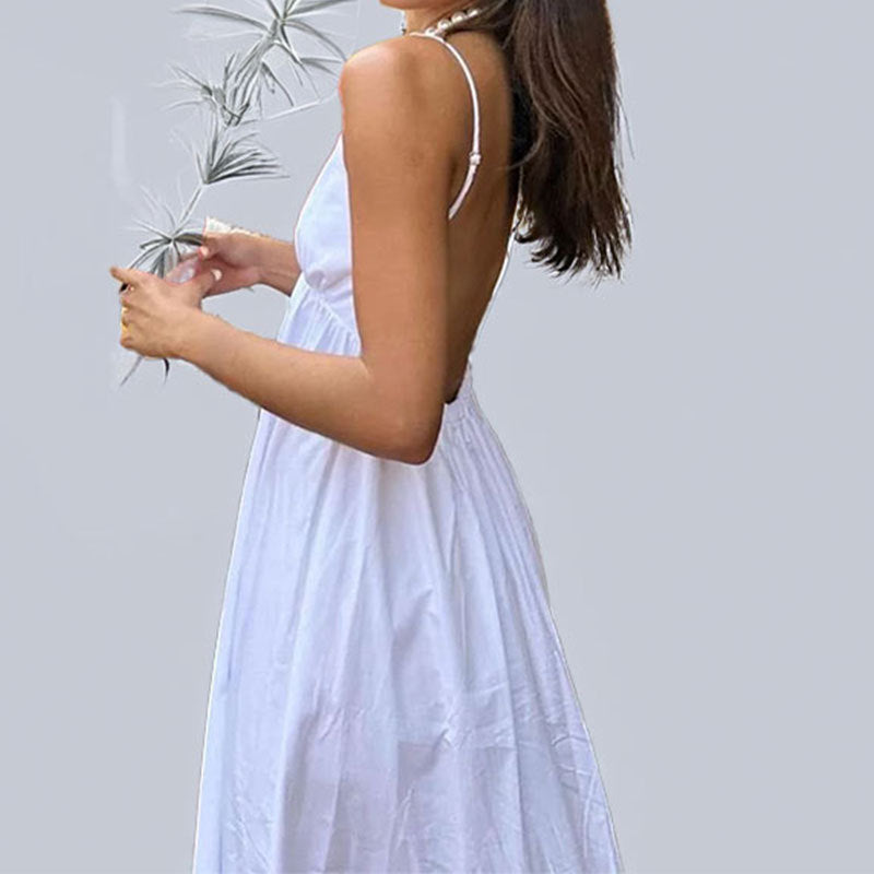 Damen Maxikleid mit tiefem Rücken und schwingendem Saum Heidi-Mode