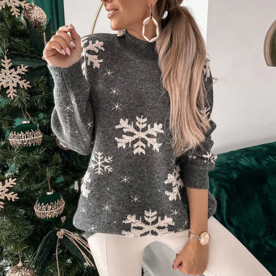 Heidi-Mode | Lässiger Schneeflockenmuster Weihnachten Pullover