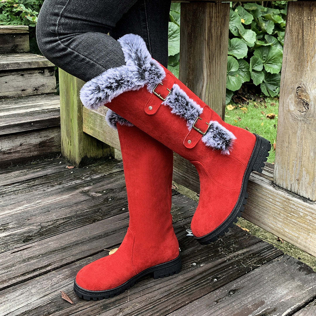 Damen Winterstiefel mit kuscheligem Kunstfellkragen und rutschfester Sohle Heidi-Mode