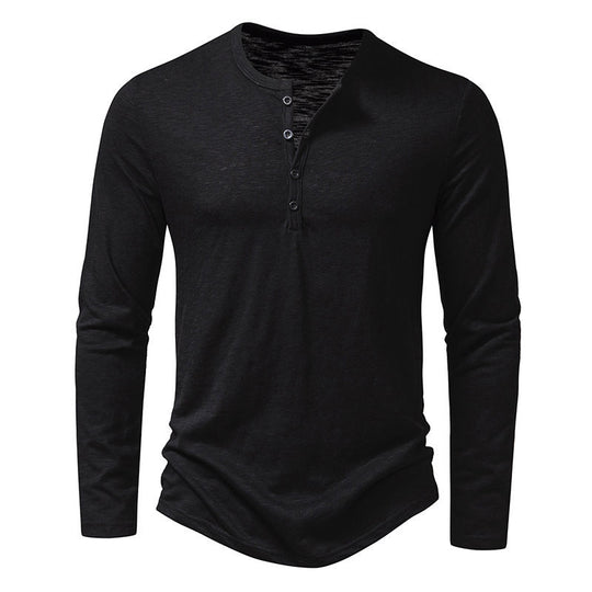 Herren Langarmshirt mit knopflosem V-Ausschnitt und atmungsaktivem Stoff Heidi-Mode