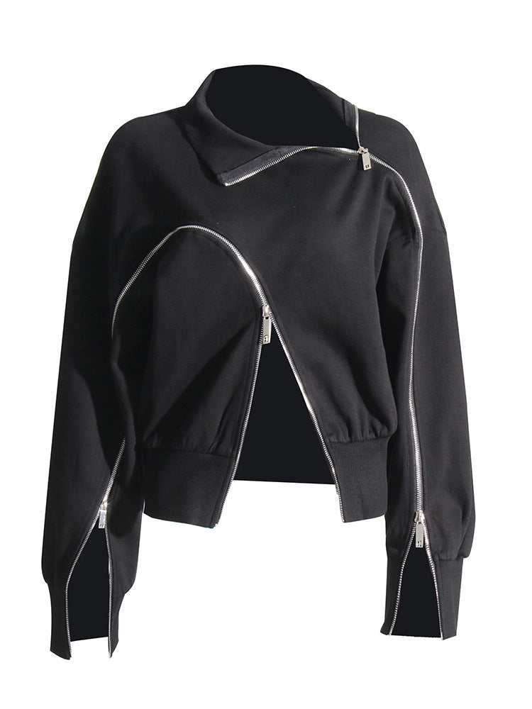 Damen innovative Sweatjacke mit einzigartigem Zip-Design und lässigem Schnitt Heidi-Mode