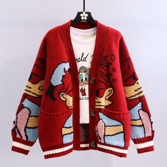 Damen Gestickter Strickcardigan mit verspieltem Disney-Motiv Heidi-Mode