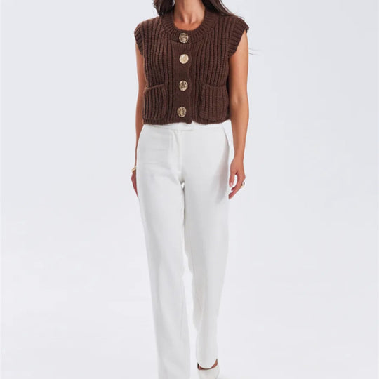 Damen Strickjacke mit goldenen Knöpfen und lässigem Schnitt Heidi-Mode