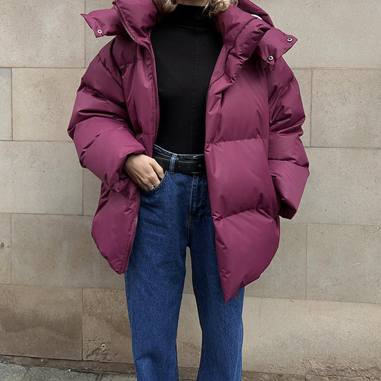 Damen Pufferjacke mit hohem Kragen und seitlichen Eingrifftaschen Heidi-Mode