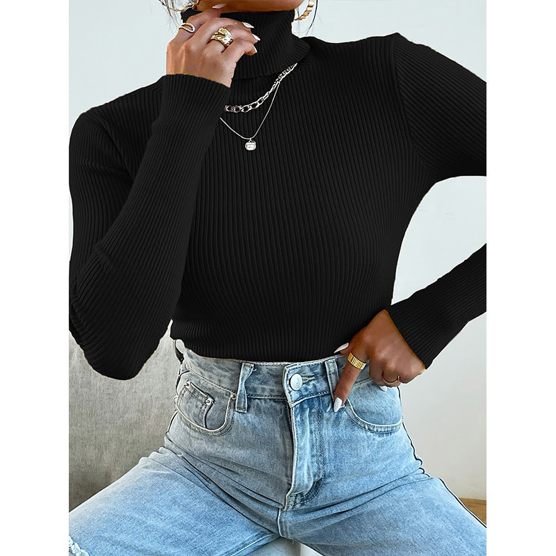 Damen Rollkragenpullover mit modernem Rippdesign Heidi-Mode