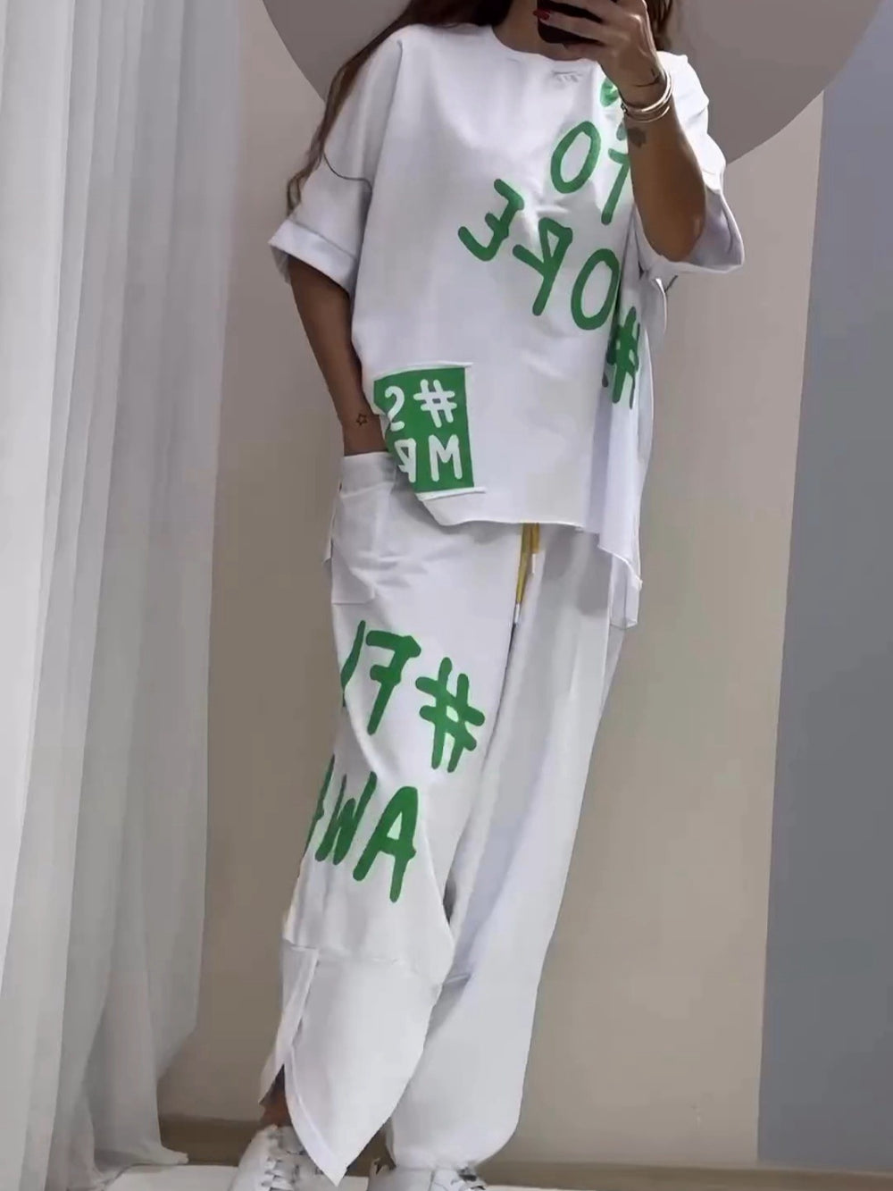 Damen lässiger Oversized Sweater und Jogginghose-Set Heidi-Mode