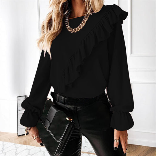 Damen Bluse mit voluminösen Rüschen Heidi-Mode