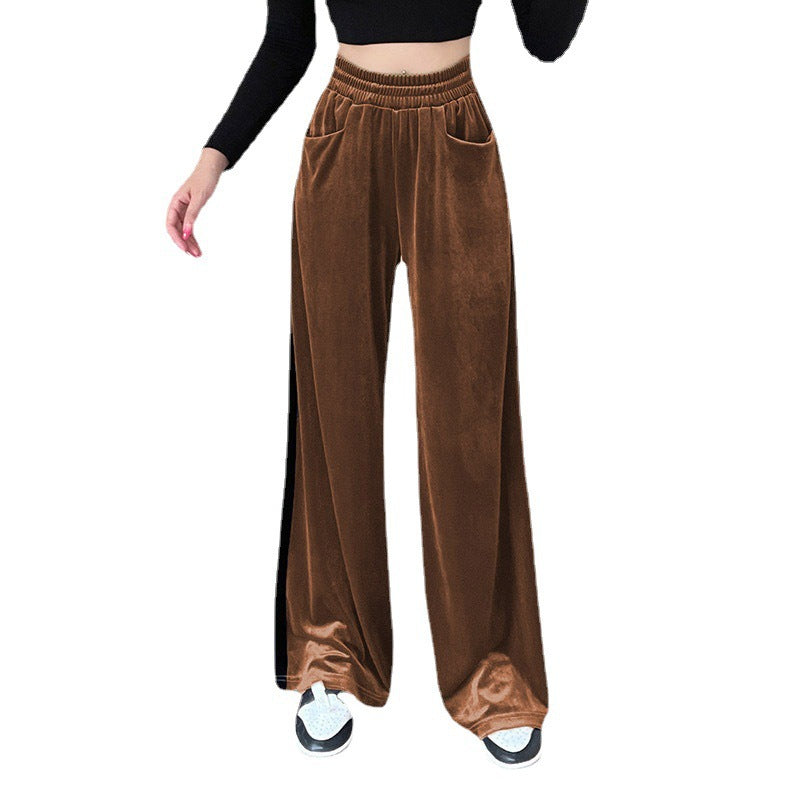 Damen Weite Samt-Hose mit elastischem Bund und praktischen Taschen Heidi-Mode
