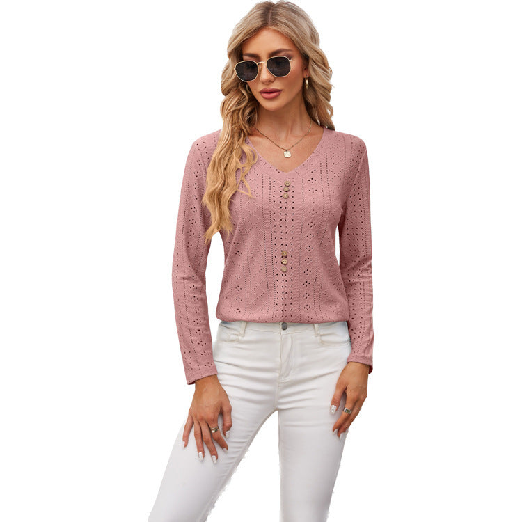 Damen luftiges Blusenshirt mit Knopfdetails Heidi-Mode