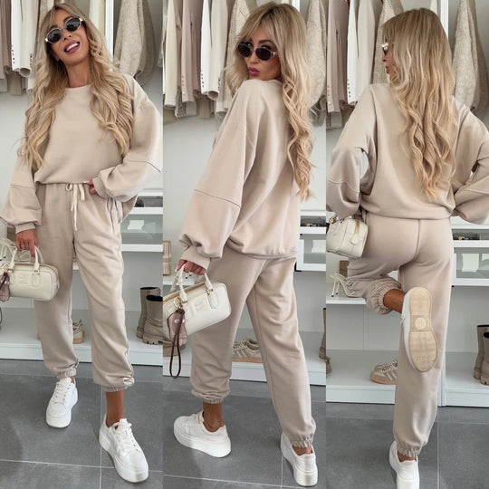 Damen Sportlicher Loungewear-Anzug mit elastischen Bündchen und weitem Schnitt Heidi-Mode