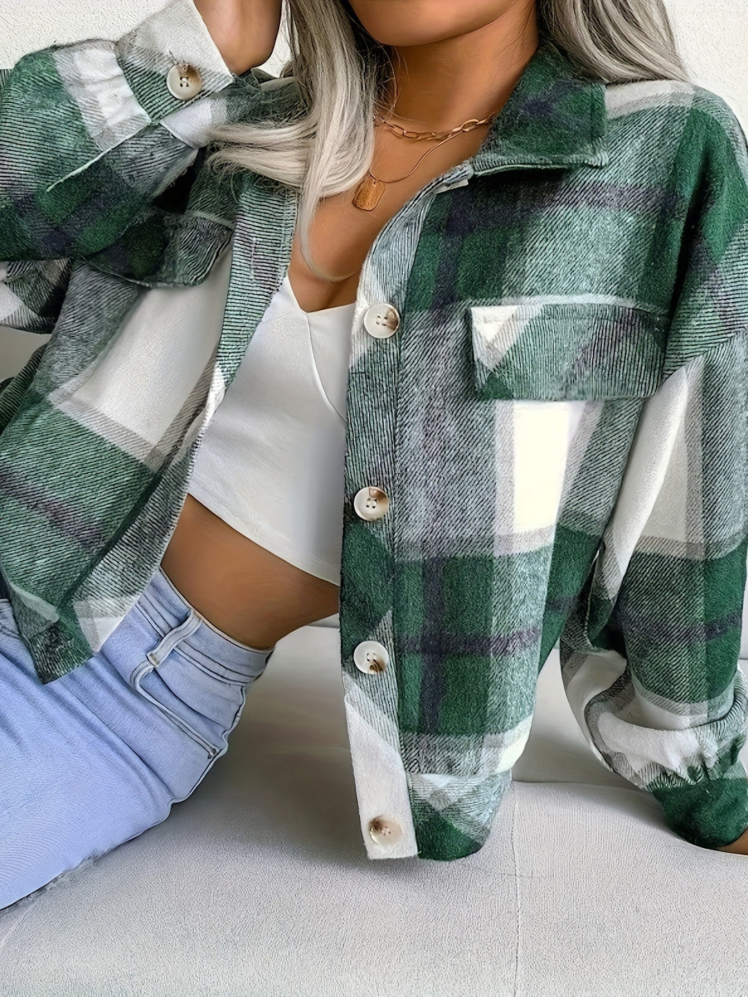 Damen karierte Hemdjacke Heidi-Mode