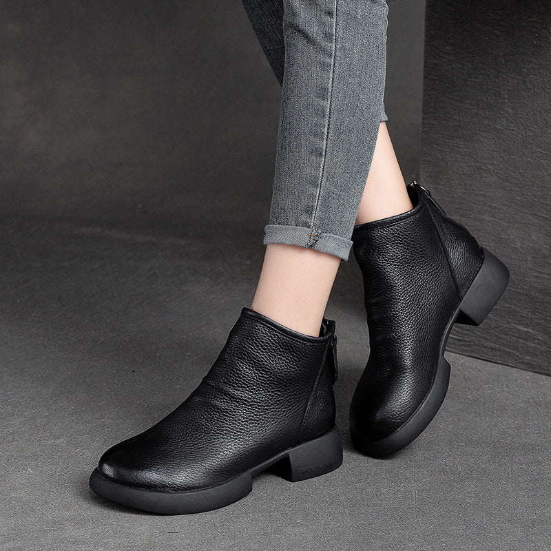 Damen Stiefeletten mit elegantem Zipper-Design und weichem Leder Heidi-Mode