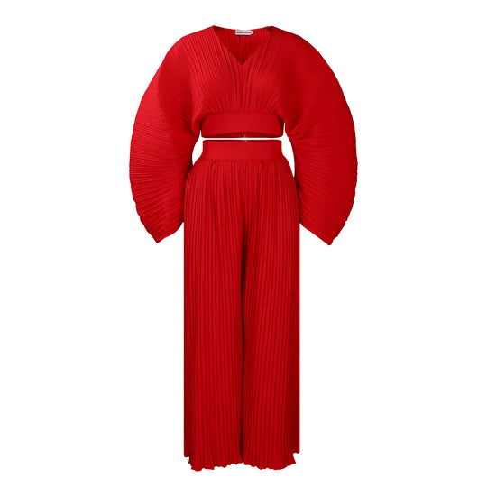 Damen Plissierter Jumpsuit mit Oversize-Ärmeln Heidi-Mode