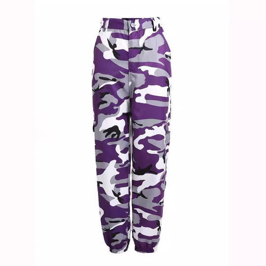 Damen Cargohose im modernen Camouflage-Stil mit elastischem Bund und Taschen Heidi-Mode